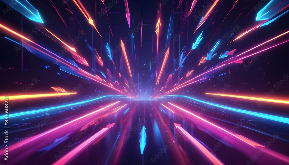 Fototapeta premium abstract technology background with colorful glowing arrows 2