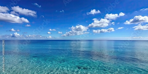 Empty calm Mediterranean sea with clear blue sky , tranquil, serene, peaceful, ocean, water, horizon, vacation, scenic, tranquil