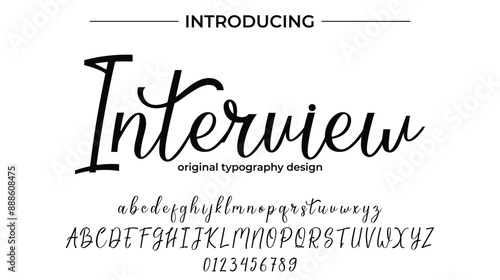 Interview Font Stylish brush painted an uppercase vector letters, alphabet, typeface