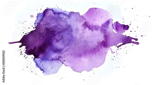 Purple watercolor splash on white background