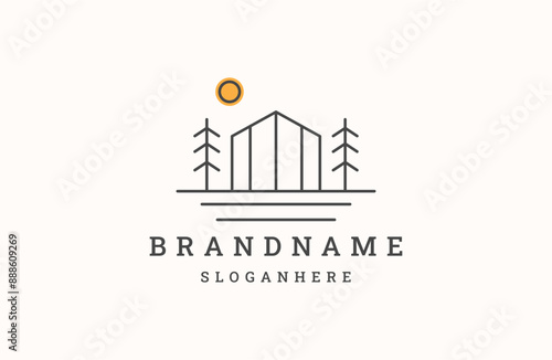 Home or building forest logo template vector illustration design
