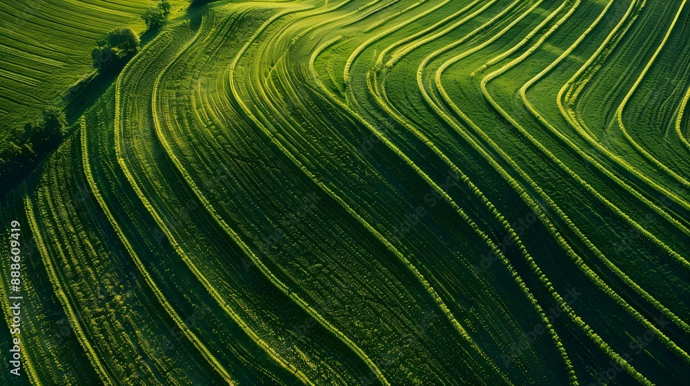 Aerial view of expansive agricultural fields captured by a drone Aerial view of expansive agricultural fields captured by a drone