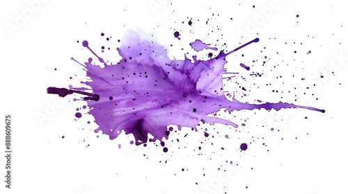 Purple watercolor splash on white background
