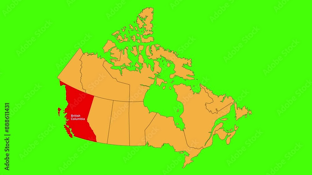 British Columbia map animated video. Map Highlighted on the Canada map ...