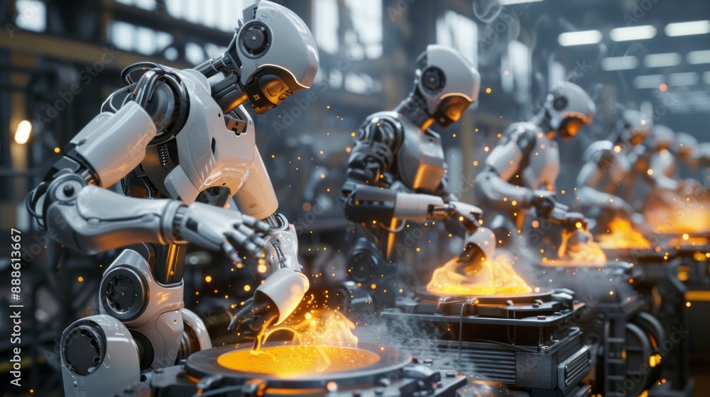 Fototapeta premium Robots are replacing humans.