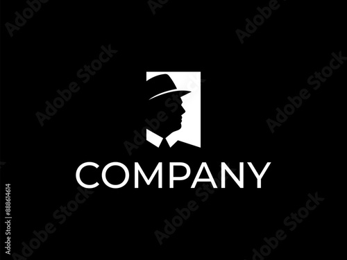 mysterious logo vector illustration. man in hat logo template