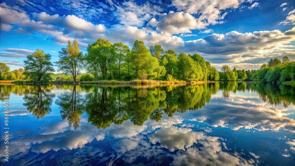 Reflection of trees and sky on a calm pond surface, water, reflection, nature, pond, serene, tranquility, trees, sky, peaceful Reflection of trees and sky on a calm pond surface, water, reflection, nature, pond, serene, tranquility, trees, sky, peaceful