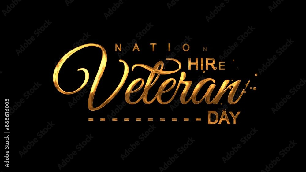 National Hire a Veteran Day Text Animation on Gold Color. Great for National Hire a Veteran Day Celebrations, for banner, social media feed wallpaper stories. National Hire a Veteran Day Text Animation on Gold Color. Great for National Hire a Veteran Day Celebrations, for banner, social media feed wallpaper stories.