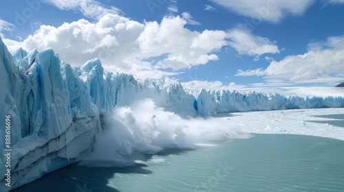 The dramatic impact of climate change illustrated by a shrinking glacier © Flowaiart