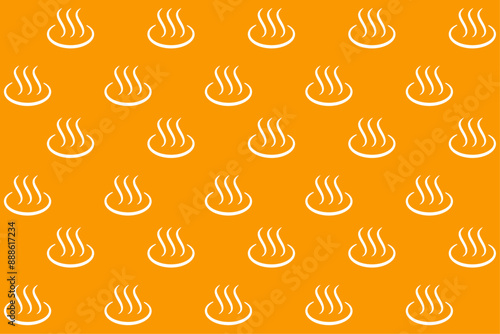 温泉柄　背景　からし色