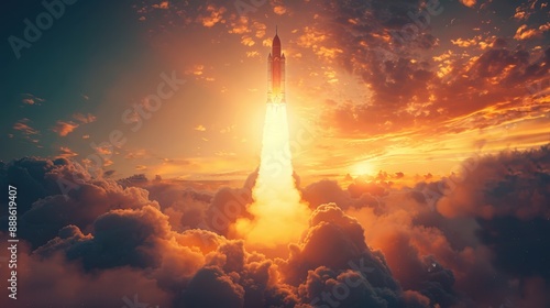 Rocket launching into the sky