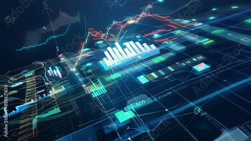 Layers upon layers of financial data float through the holographic network creating a complex and interconnected ecosystem. photo