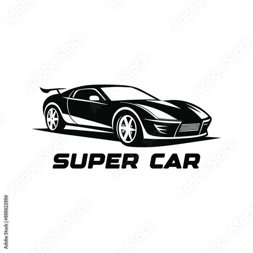 black logo silhouette of sport car vector illustrator