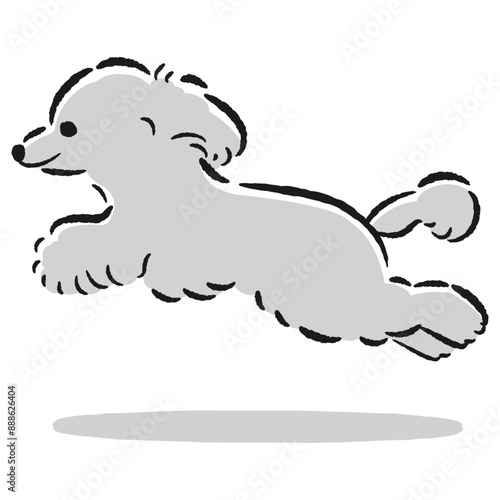 走るトイプードルのかわいい手描きイラスト