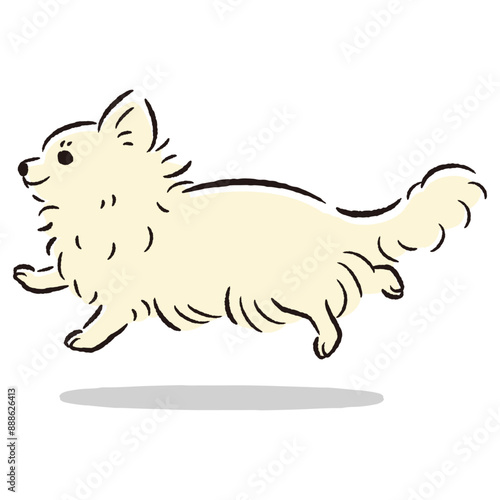 走るチワワのかわいい手描きイラスト