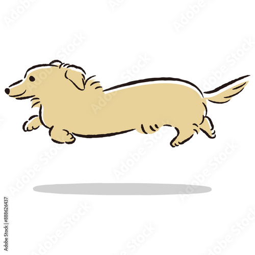 走るダックスフンドのかわいい手描きイラスト