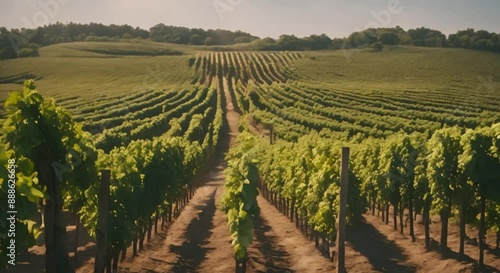 grape fields large fields of green plants stretch across a bright blue sky