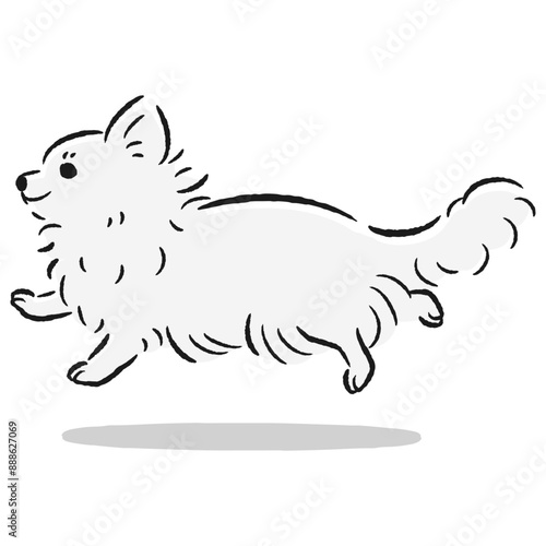 走るチワワのかわいい手描きイラスト