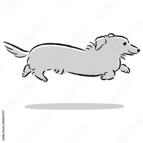 走るダックスフンドのかわいい手描きイラスト