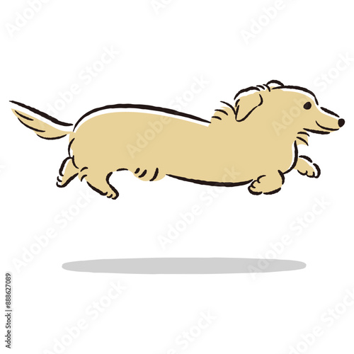 走るダックスフンドのかわいい手描きイラスト