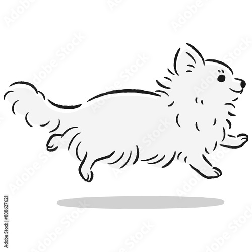 走るチワワのかわいい手描きイラスト