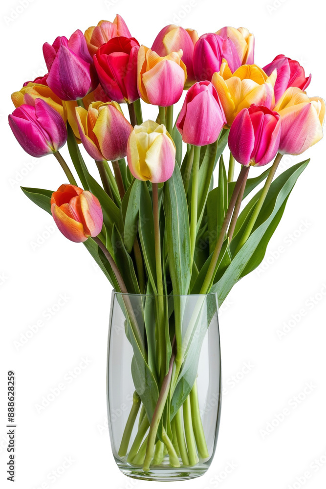Obraz premium Colorful Tulips in Glass Vase