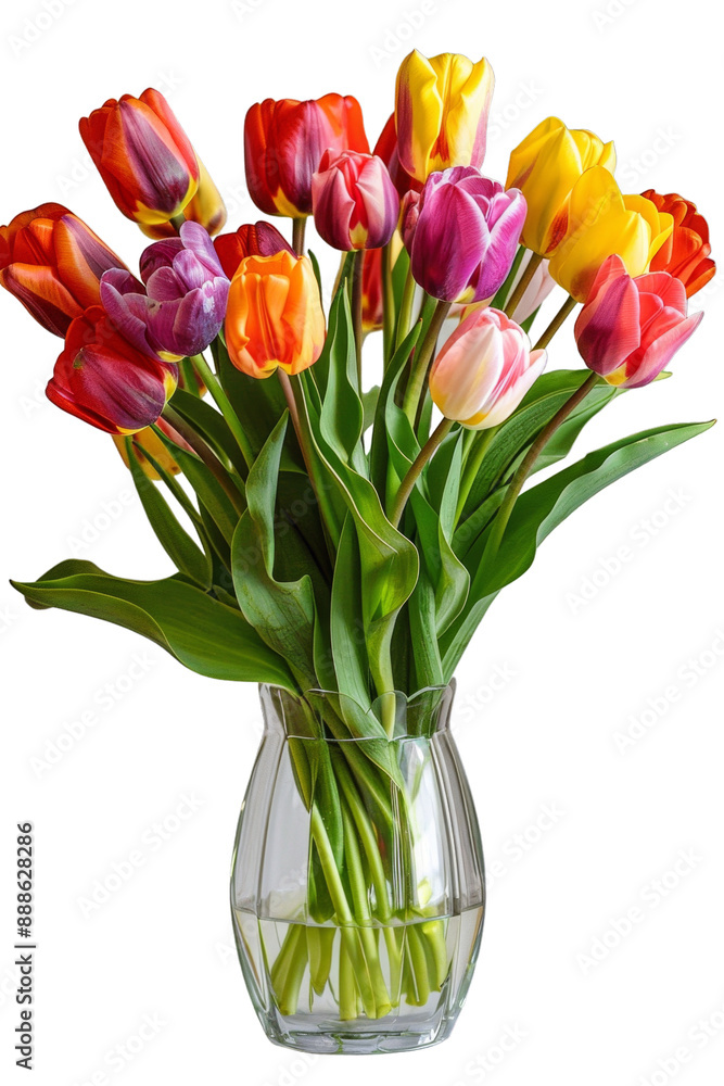 Colorful Tulip Bouquet in Glass Vase Colorful Tulip Bouquet in Glass Vase