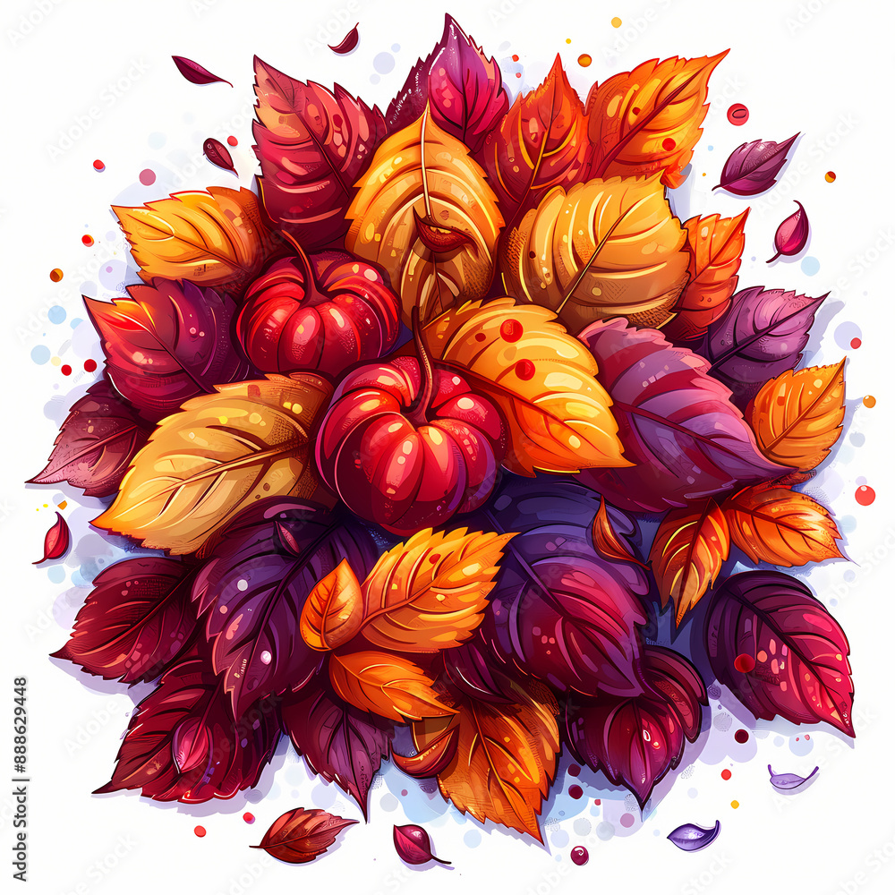 Fototapeta premium Autumn leaf motif isolated on white background 
