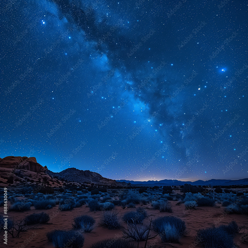 Fototapeta premium Celestial Wonder: The Desert Stars Twinkling in a Crystal Clear Sky