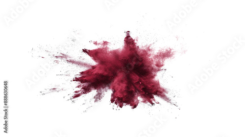 Abstract Red Maroon Color Holi Paint Powder Festival Explosion Burst on Transparent Background PNG - Paint Isolated Splash Explode Smoke Dust Spray Cloud Gas Ink Blooming Smog Splatter Fume
 photo