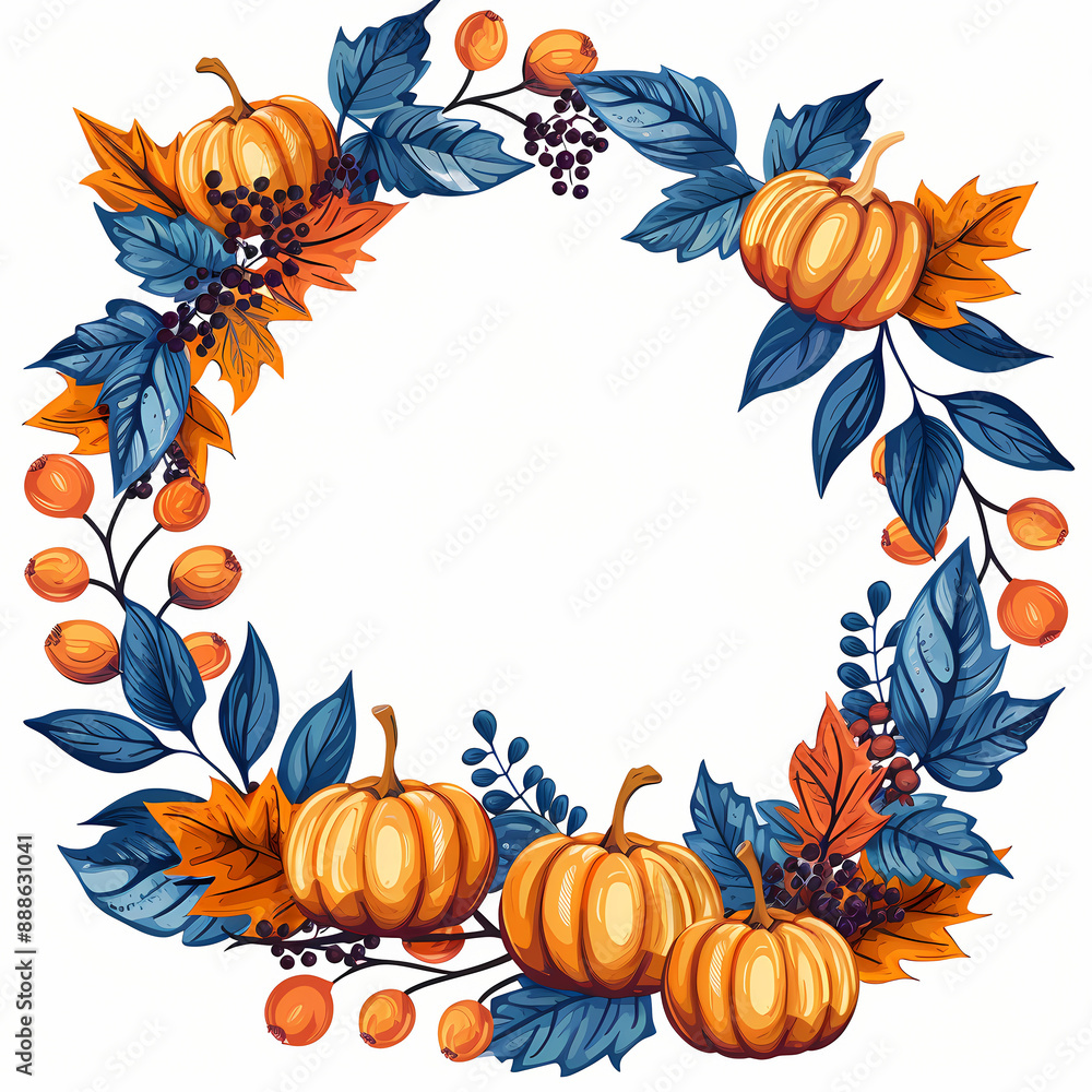 autumn frame with pumpkins and leaves isolated on white background autumn frame with pumpkins and leaves isolated on white background