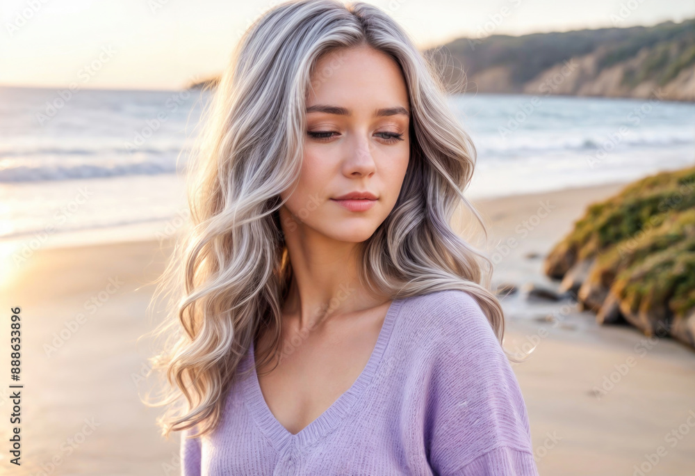 Young Woman Relaxing Outdoors with Eyes Closed Young Woman Relaxing Outdoors with Eyes Closed