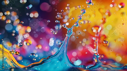 macro shot the water in colorful colors ultra liquid shot background colorful vive liquid drop background   photo