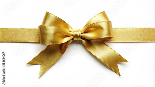Gold ribbon bow cut out on white background , ribbon, gold, bow, cut out, isolated, white background, decoration, shiny © Sujid