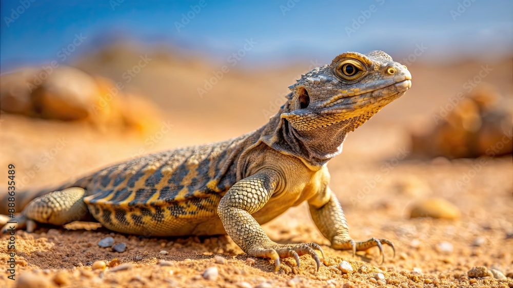 Obraz premium South Arabian Spiny-tailed Lizard known as Uromastyx yemenensis in Yemen desert habitat , reptile, lizard, Uromastyx, Yemen