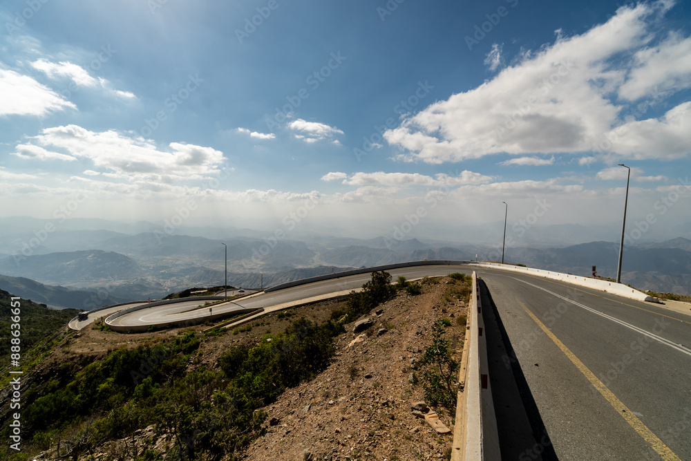 Fototapeta premium Al Bahah, Saudi Arabia : The Nosab mountain road between Al Bahah and Abha in the western part of Saudi Arabia not far from Jeddah.