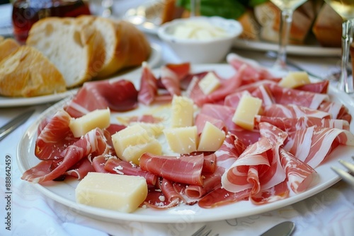 Italian plate with Parma ham and Parmesan cheese photo