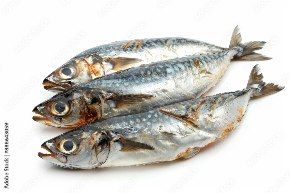 Iwashi Sardines with attractive shape on white background Iwashi Sardines with attractive shape on white background