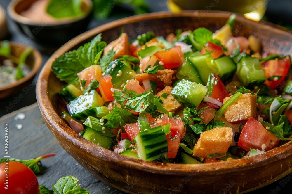 Lebanese Fattoush Salad with cold appetizers Lebanese Fattoush Salad with cold appetizers