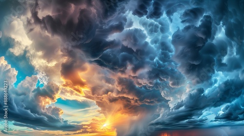 Wallpaper Mural A breathtaking scene of dramatic storm clouds illuminated by the vibrant colors of a sunset, creating a stunning and dynamic sky Torontodigital.ca