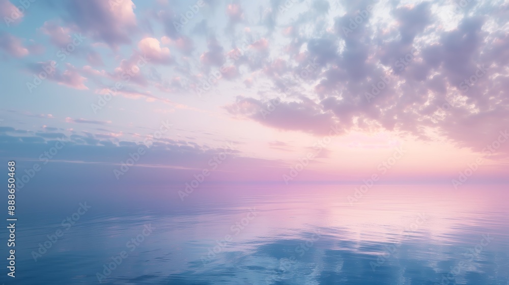 A serene scene of a pastel-colored sunset casting a gentle glow over the calm ocean, with soft clouds reflecting the tranquil hues of dusk A serene scene of a pastel-colored sunset casting a gentle glow over the calm ocean, with soft clouds reflecting the tranquil hues of dusk