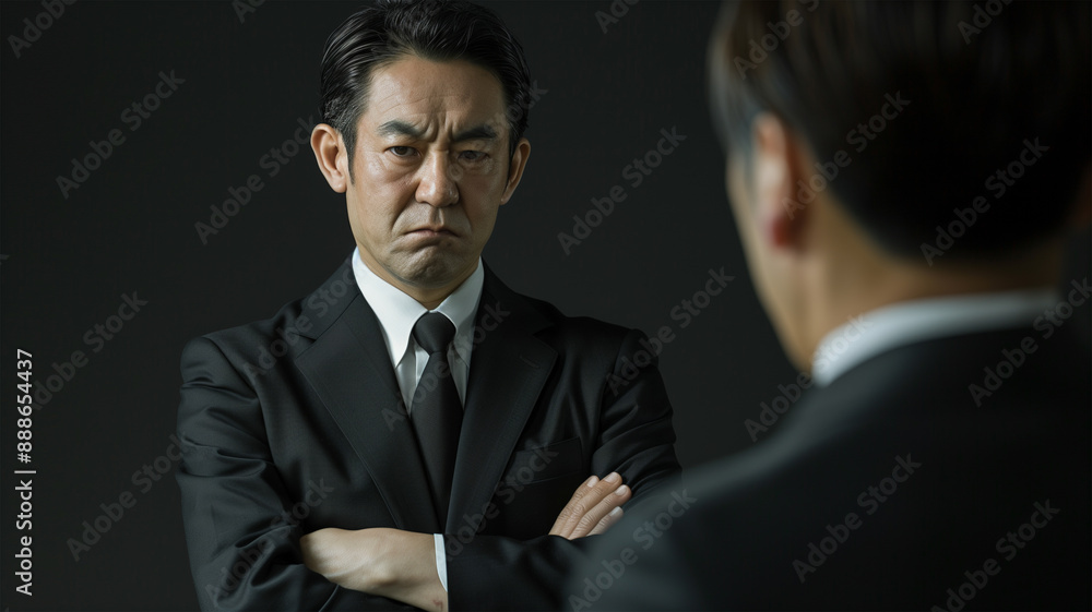 厳格な表情の日本のビジネスマン 厳格な表情の日本のビジネスマン