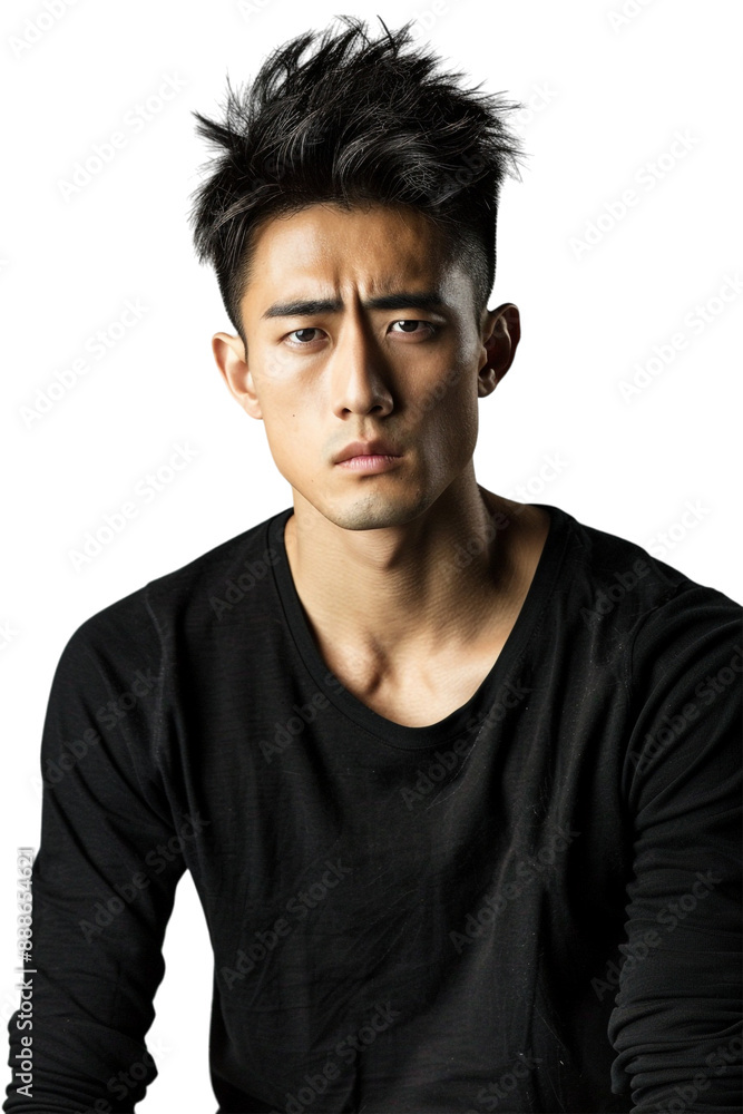 Fototapeta premium Male Asian model alone against transparent background