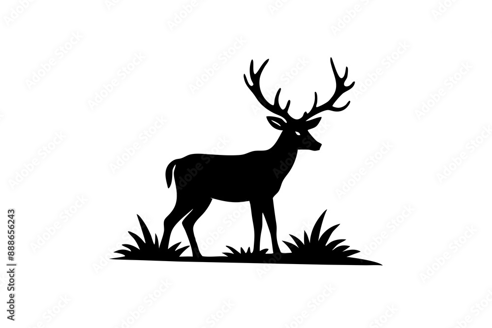 Fototapeta premium Dear Hunting Silhouette Vector Illustration.