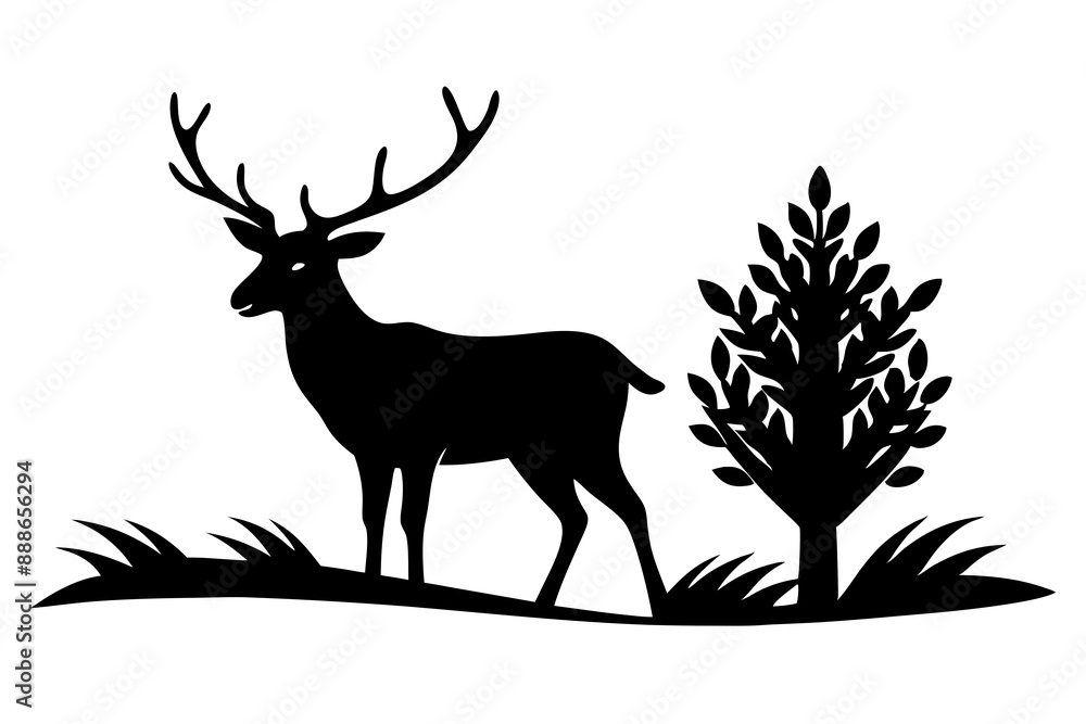 Dear Hunting Silhouette Vector Illustration. Dear Hunting Silhouette Vector Illustration.