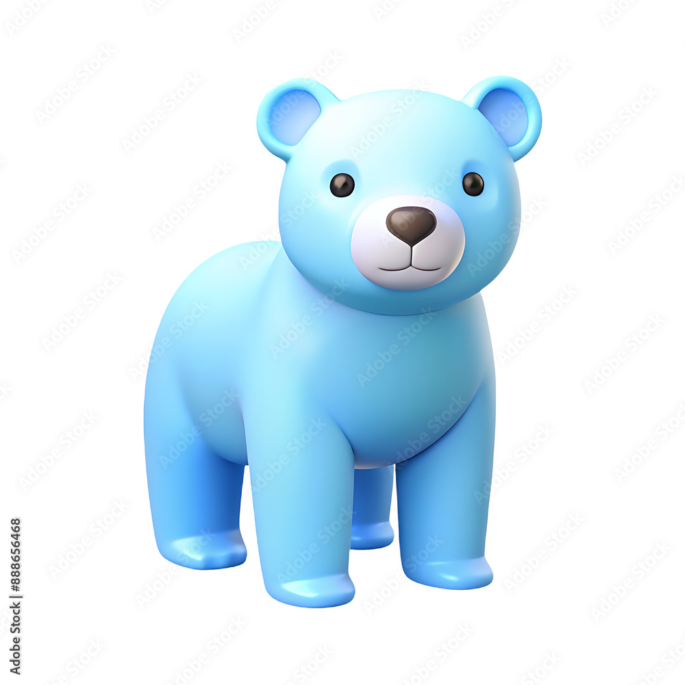 Naklejka premium bear icon soft blue color in plastic 3d style