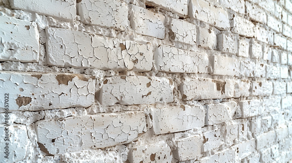 Textured white brick wall with natural aging, suitable for farmhouse and shabby chic decor concepts Textured white brick wall with natural aging, suitable for farmhouse and shabby chic decor concepts