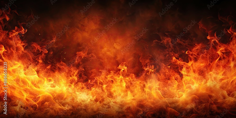 Obraz premium Intense dark and fiery background , flames, heat, burning, powerful, energy, inferno, hot, blazing, dark, abstract, vibrant