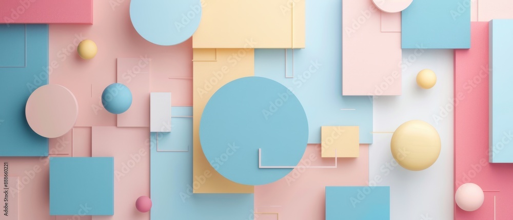 flat design geometric grid top view minimalist interior 3D render colored pastel flat design geometric grid top view minimalist interior 3D render colored pastel