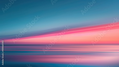 Stunning Abstract Sunset Over Calm Ocean with Vibrant Pink and Blue Sky